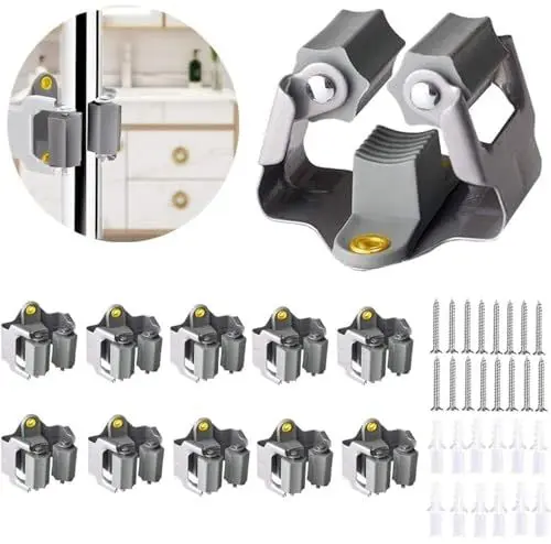 Produktbild: 3-H Wandhalterung Gartengeräte 10 Stück Gartengerätehalter, Großes Format Gerätehalter, 1 kg Zusatzgewicht Edelstahl Besenhalterung Wand für Schaufel Besen Haus Garten Badezimmer Garage, Grau