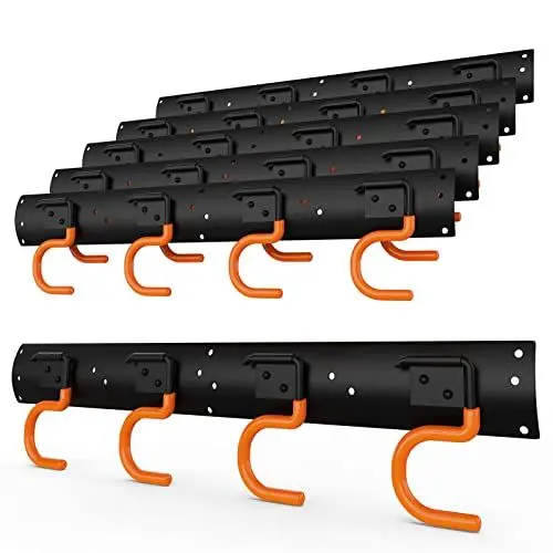 Produktbild: 3-H Wandhalterung Gartengeräte 6 x 42cm,Gartengeräte Aufhängung Stahl,Gartengerätehalter für Garage, Geräteschuppen, Keller, Abstellraum, Garten(Schwarz)