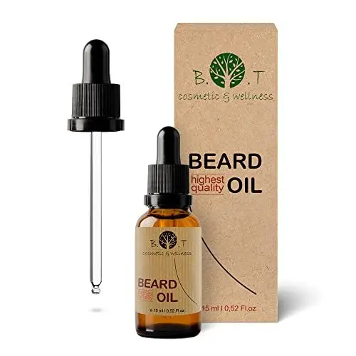 Produktbild: 3-in-1 Bartöl,Feuchtigkeitsspendendes, Haarwuchs Stimulierendes Serum, Hochwertig, Rizinusöl, Jojobaöl, Mandelöl und ätherische Öle, 100% Natürlich, 15 ML