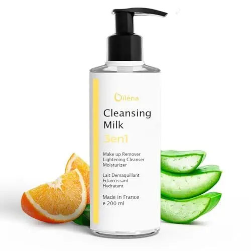 Produktbild: 3in1 Feuchtigkeitsspendende Reinigungsmilch | Make-Up Entferner | Beruhigt Trockene Haut | Hochverträglicher Gesichtsreiniger | Vegan, Parabenfrei | Reinigt und Strahlt, 200 ML