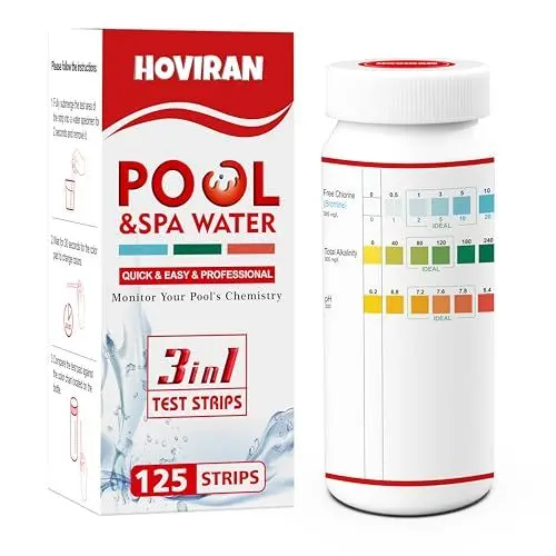 Produktbild: 3-in-1 Pool Teststreifen, 125 Stück Teststreifen Pool Tester,Spa, Wassertest-Set für freies Chlor, Brom, Alkalinität, pH