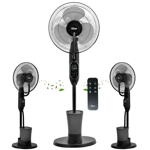 Produktbild: 3in1 Standventilator mit Wasserkühlung sehr leise - Mobile Klimaanlage ohne Abluftschlauch -Verdunstungskühler Aircooler Turmventilator mit Fernbedienung Luftreiniger Timer Tower Fan (Vader Black)
