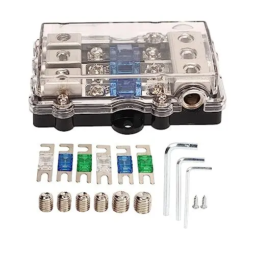 Produktbild: 3-in-3-out-Anl-Sicherheitsgerätehalter mit 6 Sicherheitsvorrichtungen, Zinklegierungsbeschichtung, Sicherheitsvorrichtung, Block für Auto, Wohnmobil, Yacht, Gleichstromkreis