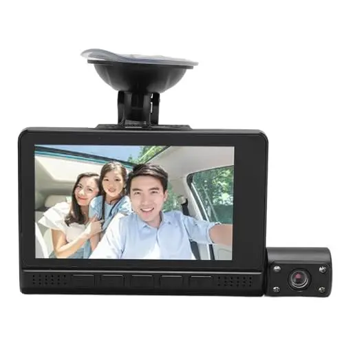 Produktbild: 3 Kanal Dashcam, 1080P Dashcam Vorne, Innen und Hinten, Dreifache Autokamera, 4,0 Zoll IPS HD Touchscreen, 170° Weitwinkel, Bewegungserkennung, Anti Shake, Loop