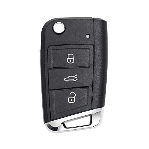 Produktbild: 3-Knopf-Klapp-Fernschlüssel-Ersatzgehäuse FOB Shell Autoschlüssel Gehäuse Funkschlüssel für VW Golf 7 GTI MK7 Uncut Blade (3 Tasten)