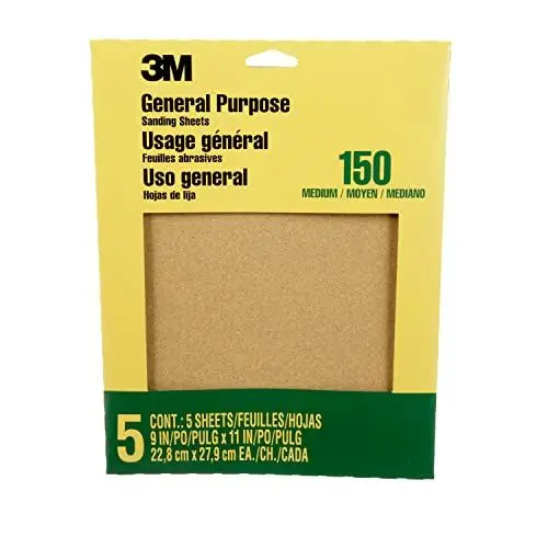 Produktbild: 3M Aluminiumoxid-Schleifpapier, Medium, 9001NA, 22,9 x 27,9 cm, 5 Stück