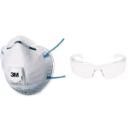 Produktbild: 3M Atemschutzmaske Serie 8000 8822 FFP2 NR D mit Cool-Flow Ausatemventil Virtua AP Schutzbrille - Augenschutz, UV Schutz