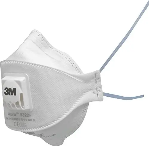 Produktbild: 3M™ Aura™ Staubmaske FFP2 mit Ventil, Serie 9322+, 10 Masken pro Packung, Weiß