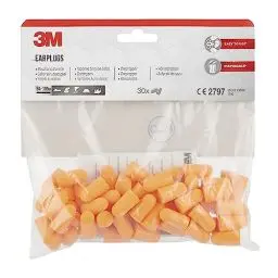 Produktbild: 3M Gehörschutzstöpsel 1100 mit weichem Schaumstoff für einen hohen Gehörschutz vor hohen Geräuschpegeln im Bereich von 94-105 dB (SNR: 37 dB), 30 Paar, Orange