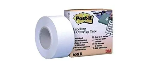 Produktbild: Post-it Abdeck- und Beschriftungsband, 25,4 mm x 17,7 m, Weiß, 1 Rolle – Abdeckband, Korrekturband, Etikettenband, für Beschriftungen und Textkorrekturen
