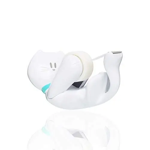 Produktbild: Scotch 3M Tischabroller inkl. 1 Rolle Klebeband - Katze Klebeband Abroller, auch für Kinder, weiß, 19 mm x 8,89 m