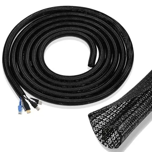Produktbild: 3m Kabelschutzschlauch,Flexibel Kabelschlauch,Kabelmantel,12-20mm Selbstschließend Kabelkanal, Gewebter, Kabelmantel für TV, Computer, Heimkino, Automobilkabel (Schwarz)