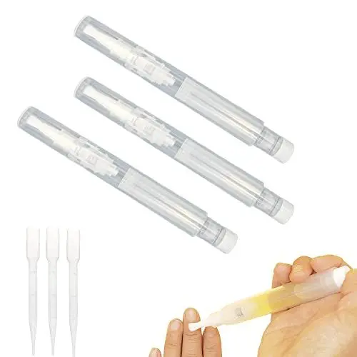 Produktbild: 3-Pack 6ml Real Refillable Cuticle Oil Pens, Reusable Empty Pen to Easy Refill Jojoba Oil/Nail Oil/Hair Oil, Single Hand Press Transparent Cosmetic Container Pens Applicator