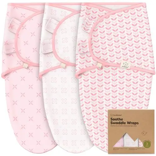 Produktbild: 3-Pack Bio Swaddle Schlafsack Baby - Pucksack Baby 0-3 monate für Neugeborene, Weich und Gemütlich Pucktuch Säuglinge fur Mädchen, Jungen, Babyschlafsack Neugeborene,Atmungsaktiv(Blossom, XS)