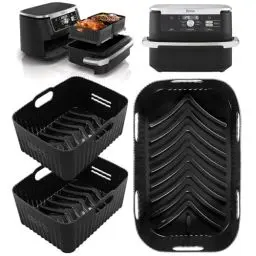 Produktbild: 3PCS Heißluftfritteuse Zubehör für Ninja Foodi Flexdrawer 10,4 L AF500EU, Silikonform Heißluftfritteuse für Ninja AF500DE, COSORI 10L, Wiederverwendbar Airfryer Zubehör für Ninja AF500EUCP(Schwarz)