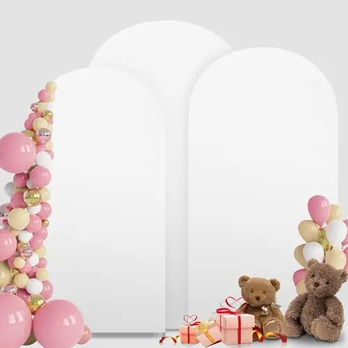 Produktbild: 3PCS Set Hochzeit Bogen Abdeckung Polyurethan Milch Seide Elastische Multifunktionale Bogen Hintergrund Ständer Abdeckung (Weiß)