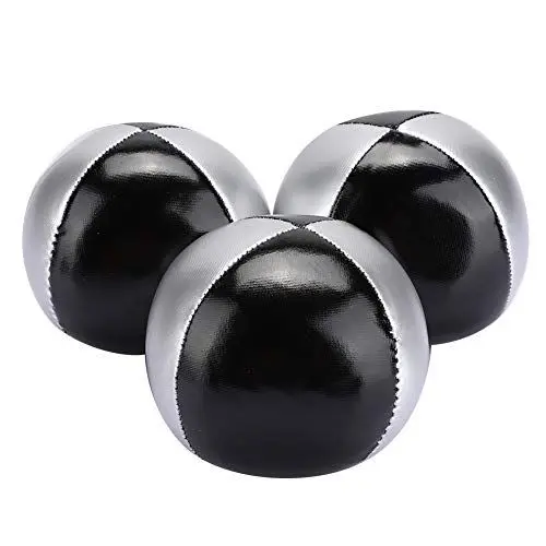 Produktbild: 3PCS Silber Schwarz PU Leder Indoor Freizeit Tragbare Jonglierball Leistung Requisiten