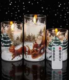 Produktbild: 3Pcs Led Kerzen mit Timerfunktion, Led Kerzen Flackernde Flamme Echtwachs, Flammenlose Kerzen, Led Kerzen mit Fernbedienung, Led Weihnachtskerzen, Flammenlose Kerzen Weihnachten Dekoration Kerzen