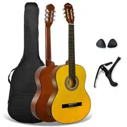 Produktbild: 3rd Avenue XF 4/4 Flamencogitarren-Starterset in Normalgröße, Konzertgitarre mit Nylonsaiten, mit Gigbag, Kapodaster und Plektren – in Natur