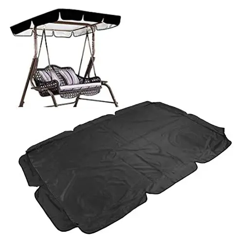 Produktbild: IUIBMI 3Seats Schaukel-Ersatzüberdachung, Gartenschaukel-Sitzüberdachung, Wasserabweisender Sonnenschutz, Ersatzüberdachung für Draußen, Hinterhof, Garten, Terrassenschaukel(Schwarz)