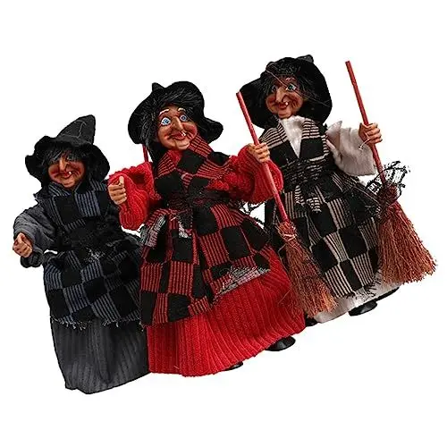 Produktbild: Ciieeo 3St Besen- -Anhänger Halloween Hexenfiguren Halloween-Dekorationen Hexenskulptur Halloween Party Halloween Dekoration schreckliche Hexenfigur Hexen-Halloween- Plastik
