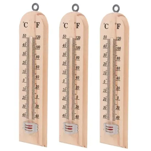 Produktbild: BESPORTBLE Holzthermometer – 3er-pack – Genaue Temperaturanzeige – Garten- Und Heimdekoration