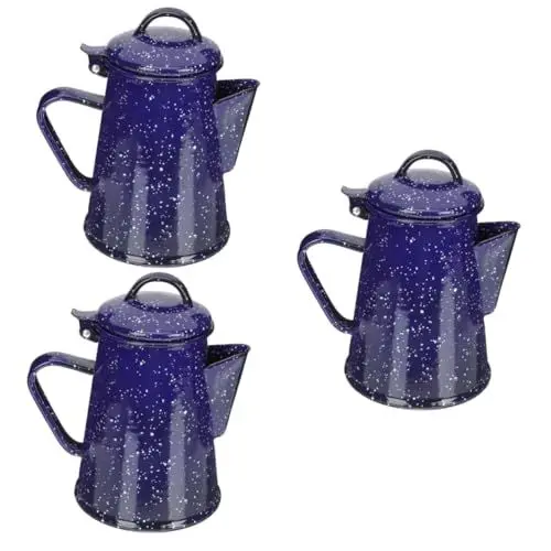 Produktbild: 3St Kaffeekanne aus Emaille kaffeekännchen coffee pot emaille pfannen Emaille-Teekessel Enamel Kaffeekanne easy-clean wasserkessel Jahrgang Ölkanne Tee Set Wasserkocher Teekanne