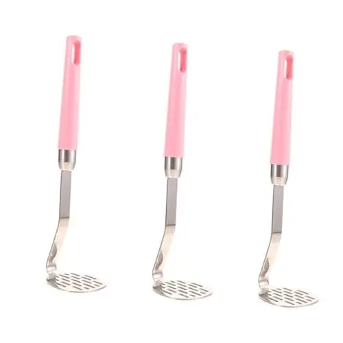 Produktbild: 3St Kartoffelstampfer Babynahrungsstampfer Fruchtreisser kleiner Kartoffelbrecher kochgeschirr manuelle zerkleinerer Bohnenstampfer Kartoffelwerkzeuge Rostfreier Stahl Rosa Garneck