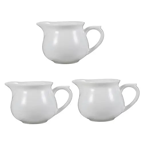 Produktbild: Gatuida 3stück Teiliges Aus Weißem Keramik Kaffee Mit Ausgießer Multifunktionale Kaffeekännchen Für Milch Sahne Und Saucen Für Zuhause Cafés Und Restaurants