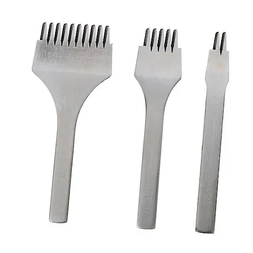 Produktbild: 3St Schrägstrich Hohllocher DIY-Zinke Bohrerholster DIY-Handarbeitswerkzeug Lochmeißel lederbearbeitung werkzeug lederwerkzeug DIY stift werkzeug Lederstanzwerkzeug Stahl Silver COHEALI