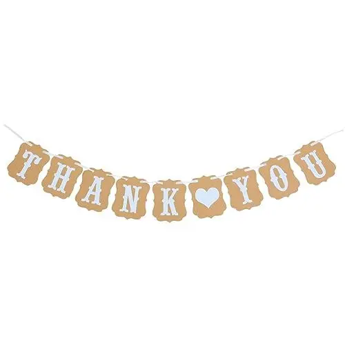 Produktbild: TOPBATHY 3stücke Thank You Banner Girlande Für Hochzeitsfeiern Vintage Papier Bunting Deko Teiliges Aus Karton Mit Satinband Für Hochzeitszeremonien Und Feierlichkeiten