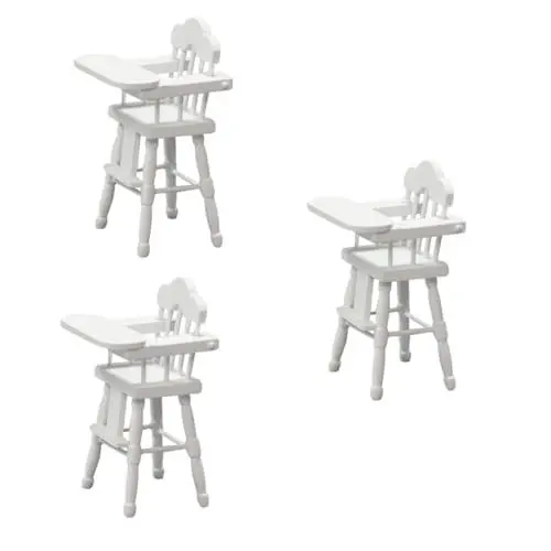 Produktbild: 3St kinderhochstuhl Zubehör Tischsitzform Möbel Schimmel für Kinderhochstühle Hochstuhl Schimmel zum Füttern von Kleinkindern Mini Ornamente Spielzeug Mikroszene Bambus Weiß