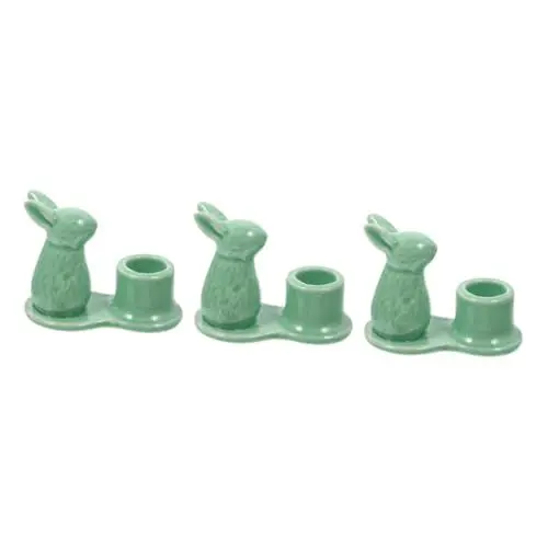 Produktbild: 3st Kaninchen Kerzenhalter Teelichthalter Zu Ostern Hasen-kerzenhalter Spa-Kerzen Tischdekoration Handwerk Desktop-Dekoration Keramik Leuchtturm Hochzeit Bankett