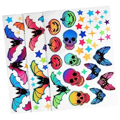 Produktbild: jojofuny Halloween Fledermaus Schädel Kürbis Aufkleber Glow Dark Aufkleber für Fenster und Glas Tür