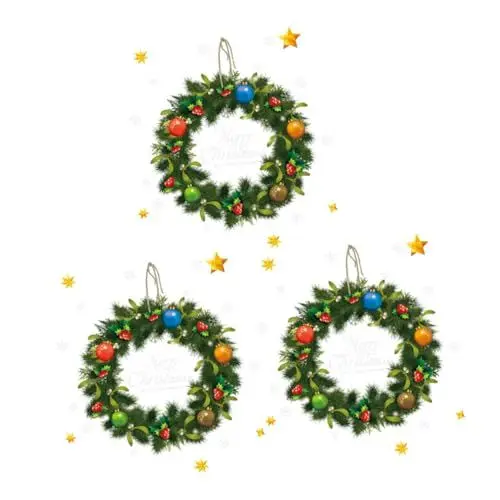 Produktbild: 3st Weihnachts-rattan-tür-aufkleber Urlaub Fenster Aufkleber Wasserfester Weihnachtsaufkleber Weihnachtsfensterbild Winterurlaub-fensteraufkleber Schneeflockenfenster Green Pvc FUNOMOCYA