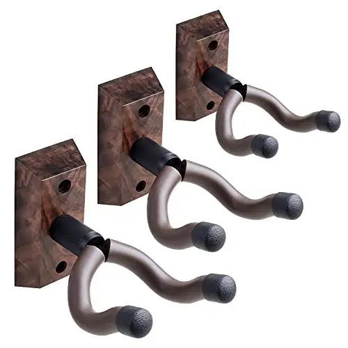 Produktbild: 3Stück Gitarren Wandhaken Gitarren Ukulelen Wandhalterung,Gitarren Aufhänger,Halter,Ständer,schwarzes Walnussholz Gitarren Wandhalterung