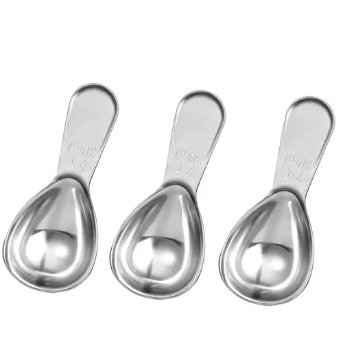 Produktbild: 3-Stücke Esslöffel Kaffee Scoop Edelstahl Kaffee Scoops kurzer Griff Esslöffel Messlöffel für Kaffee, Milchpulver, Fruchtpulver, Weihnachtsküche Geschenke (30ml)