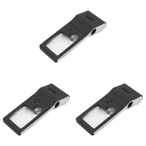 Produktbild: 3-teilige LED-beleuchtete Asphärische Lupe 3X 10X 55X Hochhelle Tragbare Lupe Zum Lesen, Forschen und Erkunden Im Freien