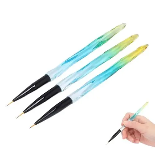 Produktbild: 3-teilige Leichte Ombre-Nagelbürste, Ombre-Nagelbürste, ABS-Nylon, Ultrafeine, Einfach zu Bedienende Nagelbürste für UV-Gel-Nägel, Nagelverlängerungen, Nagellackmalerei mit