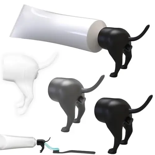 Produktbild: 3-teiliger Toothpaste Topper Hunde Hintern Zahnpasta Spender Lustiger Zahnpasta Quetscher Pooping Dog Butt Zahnpasta-Topper Lustige Geschenke Geschenk für Freunde und Familie