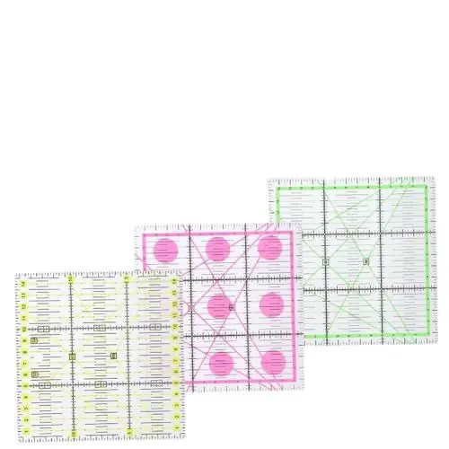 Produktbild: 3-teiliges Nählineal, Patchwork-Werkzeug, Quadratisches Patchwork-Lineal, Handarbeiten, Transparentes Schneider-Lineal, Quilt-Lineal, Schneider-Lineal, 15 X 15 Cm