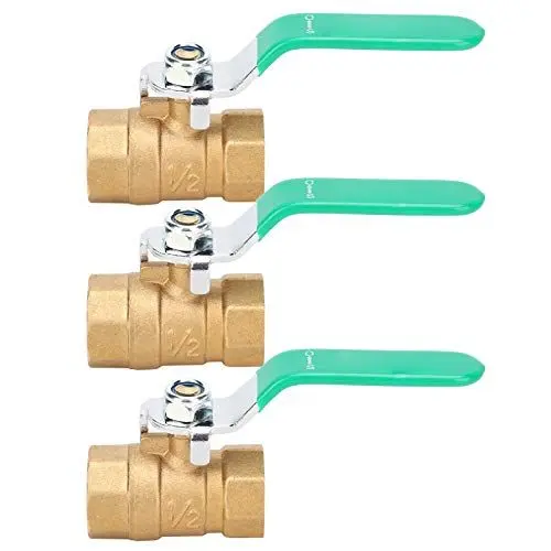Produktbild: 3-teiliges Wasserrohrventil, Messing, doppelter Innendraht-Kugelhahn, 1/2 Zoll, Kaltwasser, Warmwasser, universelles Wasserrohr-Absperrventil für Wasserrohr, Gasrohr, Solaranlage