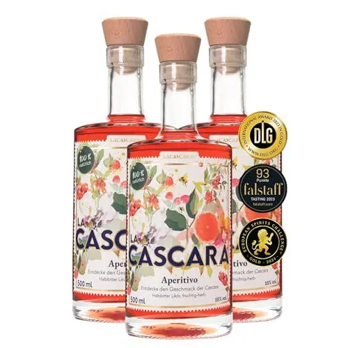 Produktbild: 3x LACASCARA® Aperitivo - Aperitif ohne künstliche Zusatzstoffe - Cascara Spritz - Likör, 16% vol. (bekannt aus 