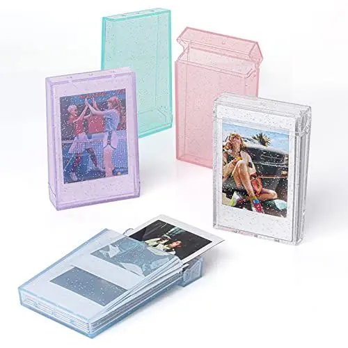 Produktbild: 3-Zoll-Foto-Aufbewahrungsbox, Fotohalter mit Kristallstruktur und Handseil für Sofortbildkamerafotos (Transparent)