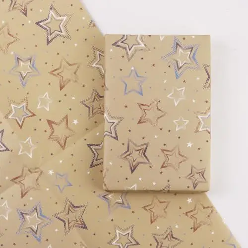 Produktbild: 4 Blatt 50x70cm Weihnachtspapier Geschenkpapier Sterne Weihnachten Weihnachtsgeschenkpapier Geschenkverpackung für Xmas Party Papier Geschenke Christmas Wrapping Paper