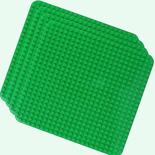 Produktbild: 4 Große Bauplatte Kompatibel mit Lego Duplo Platten,38.4 * 38.4cm Classic Grundplatte mit 24 x 24 Noppen für Duplo Steine,Konstruktionsspielzeug für Kleinkinder,Mädchen und Jungen, Grün