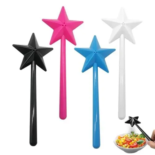 Produktbild: 4 PCS Star Wand Salz- und Pfefferstreuer, Magic Wands 3 Löcher Die Gewürzflasche Nachfüllbar Gewürzwerkzeuge Salzspender Abnehmbare Licht Einhandbedienung Küchenzubehör