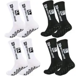 Produktbild: 4 Paar Fußball-Sportsocken,Fußball Rutschfeste Sportsocken,grip-Socken, rutschfest, geruchshemmend und schweißabsorbierend, kann sowohl von Männern als auch von Frauen getragen werden (Weiß + Schwarz)