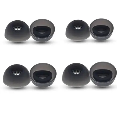 Produktbild: 4 Paar Silikon-Ohrstöpsel für Jabra Elite 10 Ohrhörer, 4 Größen Weichgummi Ohrstöpsel Flügelspitzen mit Netz Fit im Etui Kompatibel mit Jabra Elite 10-Schwarz