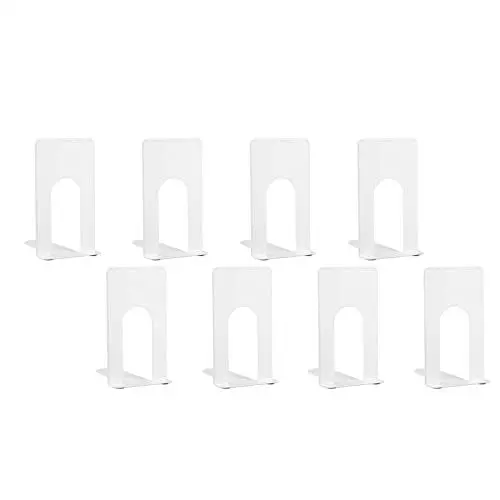 Produktbild: 4 Paare HuaD Buchstützen, Hochwertiges Buchstützen aus Metall für Bücher, DVDs,Magazine, 64 x 94 x 125mm (8 Stück) (Weiß)